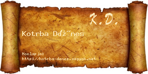Kotrba Dénes névjegykártya